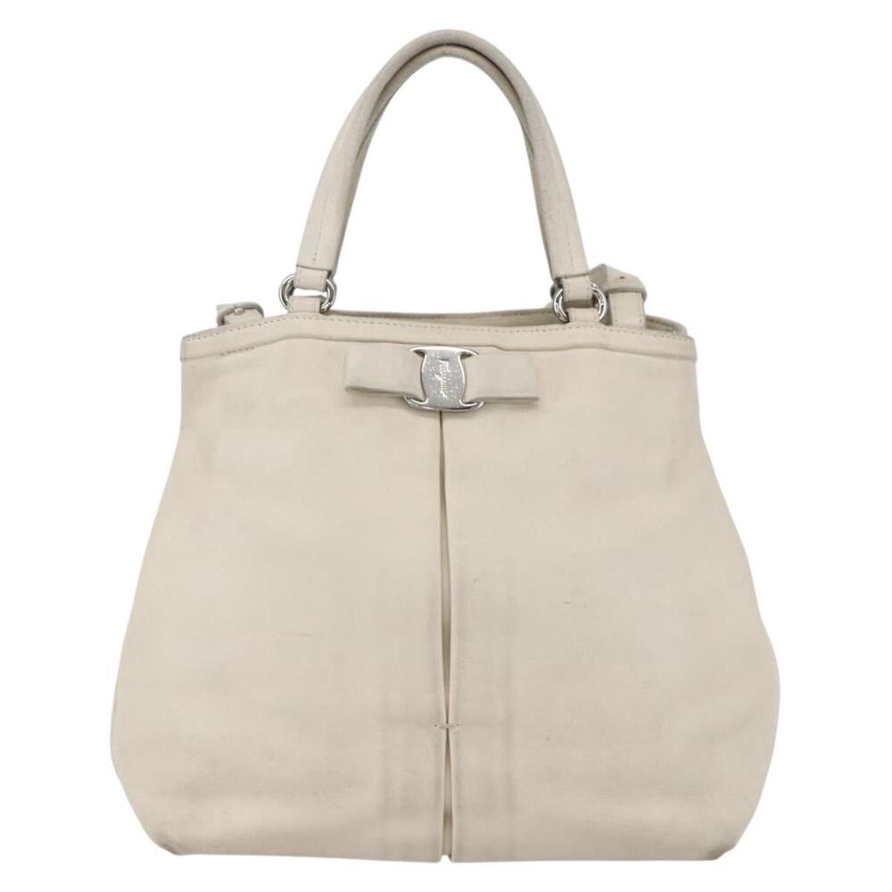 Salvatore Ferragamo Leather Vara Handbag White